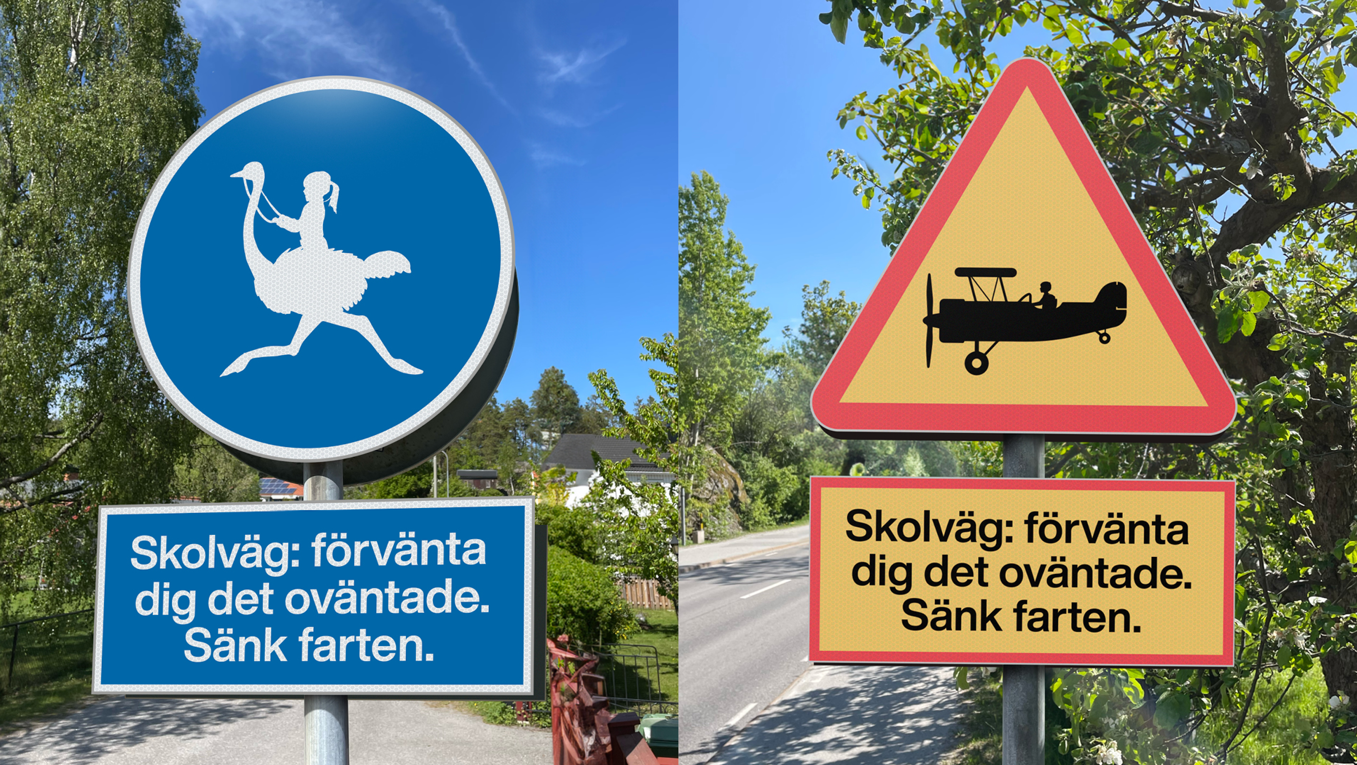 vägskyltar om trafiksäkerhet kring skolor