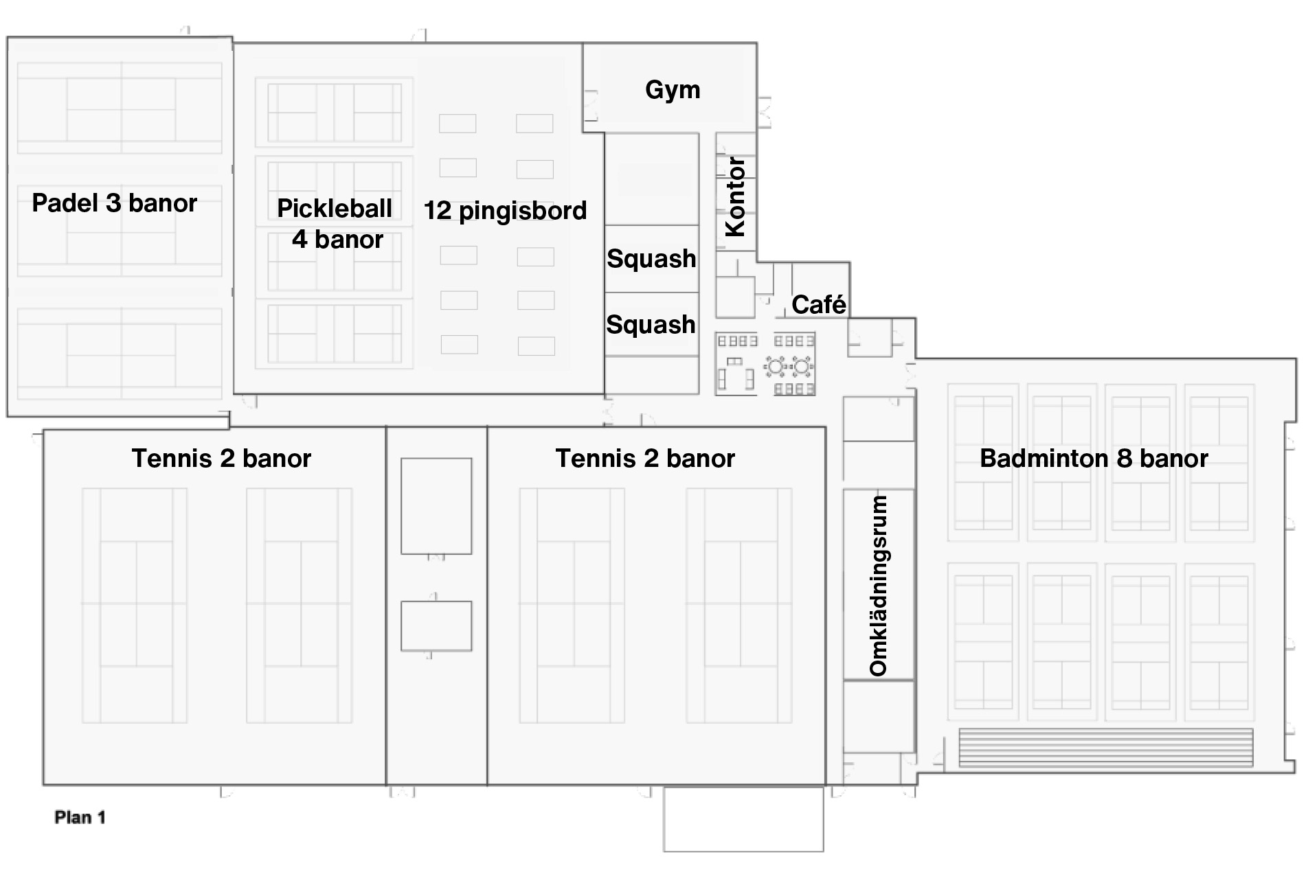 Planlösning för Sportcenter